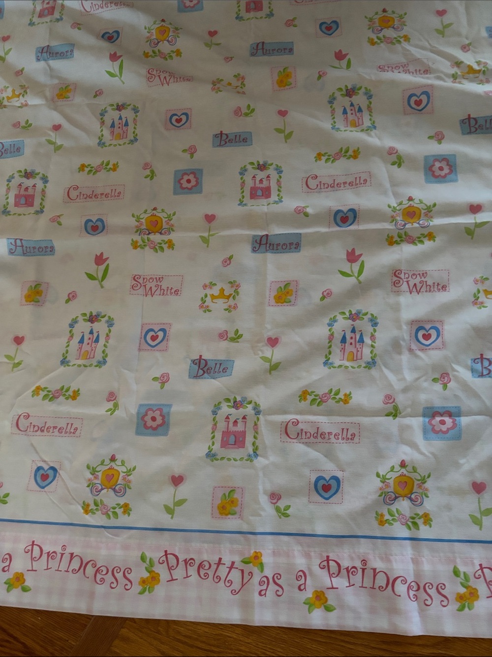 Cinderella Printed Cotton Panel Sheet in White, Pink, Blue